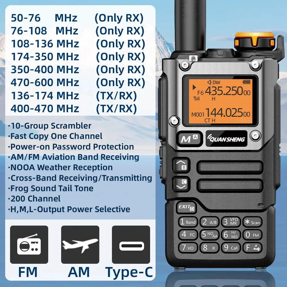 UV K5 Walkie Talkie Portable AmFm Two Way Radio Wireless Set Long Range Receiver