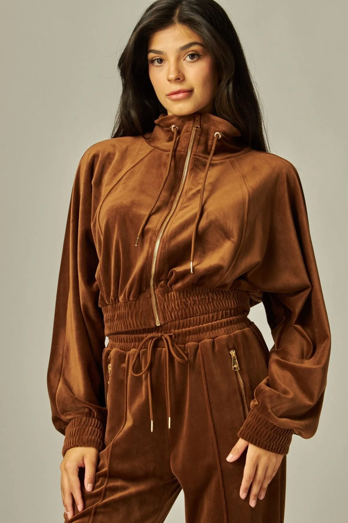 Velour Zip Sweatshirt