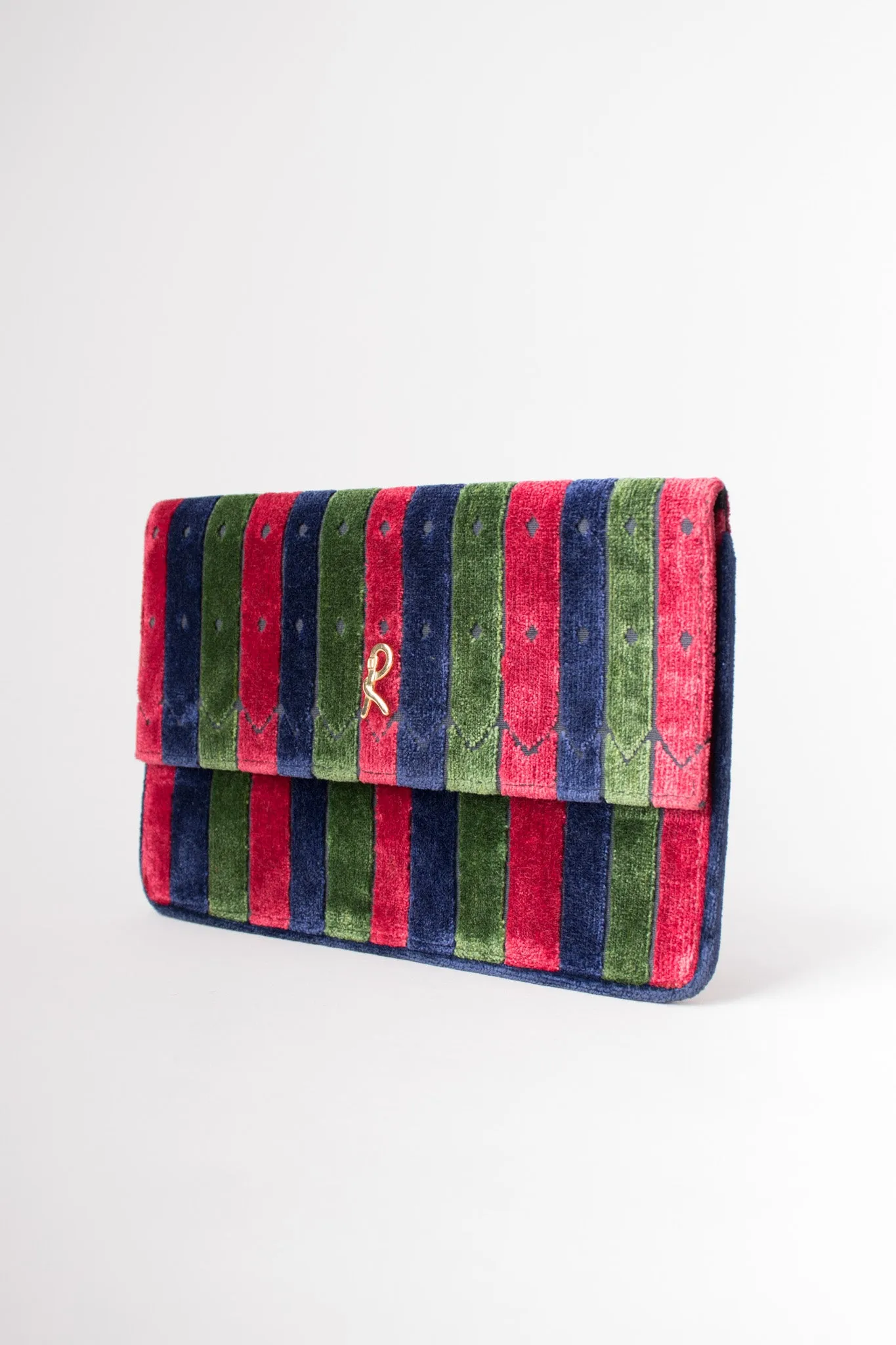 Velvet Striped Envelope Clutch