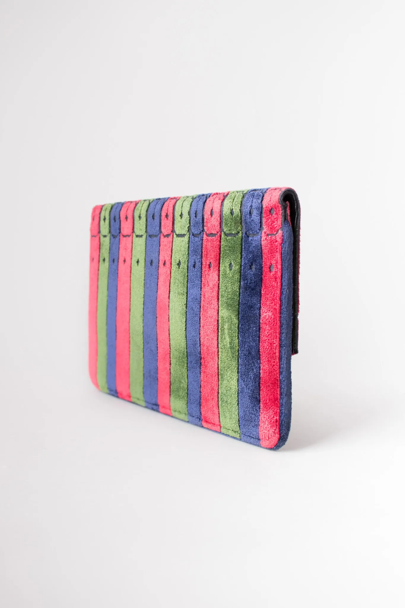 Velvet Striped Envelope Clutch