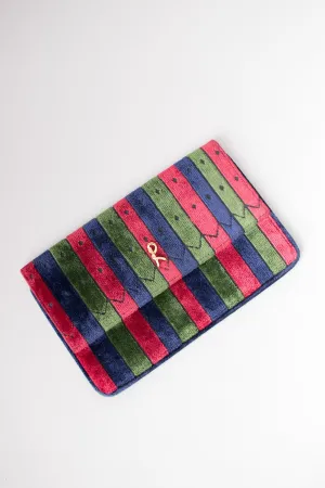Velvet Striped Envelope Clutch