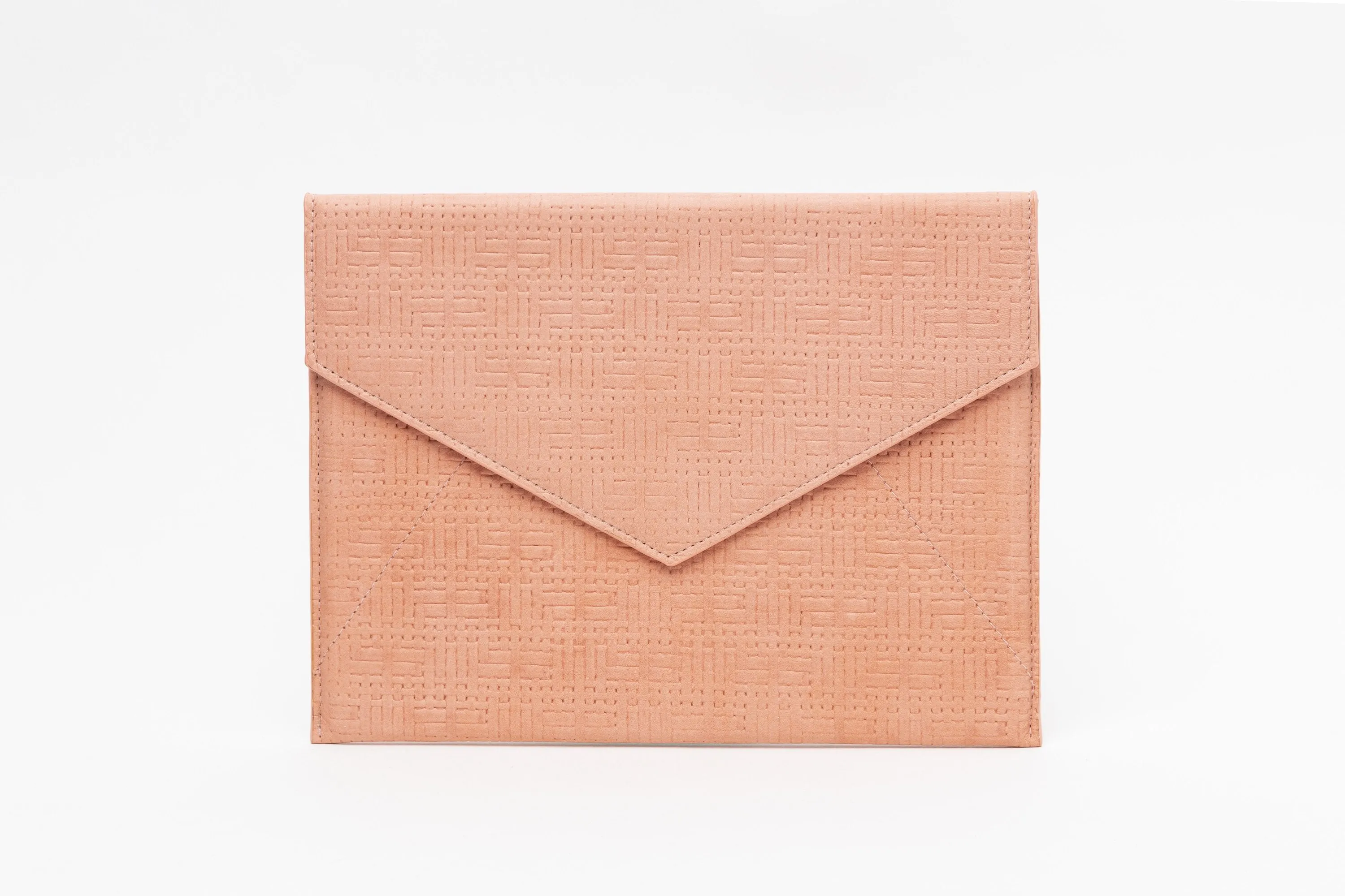 Vesper Leather Envelope Clutch/Apricot Basketweave