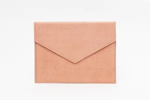 Vesper Leather Envelope Clutch/Apricot Basketweave