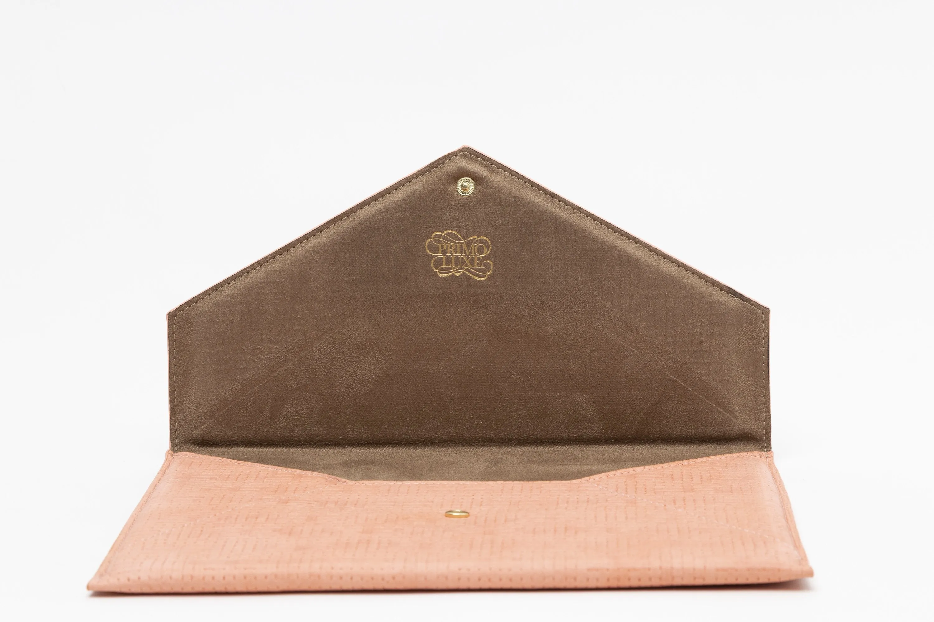 Vesper Leather Envelope Clutch/Apricot Basketweave