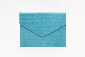 Vesper Leather Envelope Clutch/Turquoise Basketweave