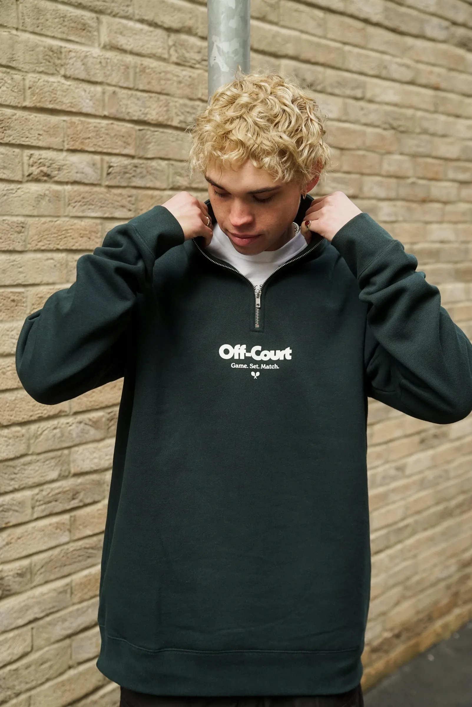 Vice 84 'Off-Court GSM' 1/4 Zip Sweater - Pine