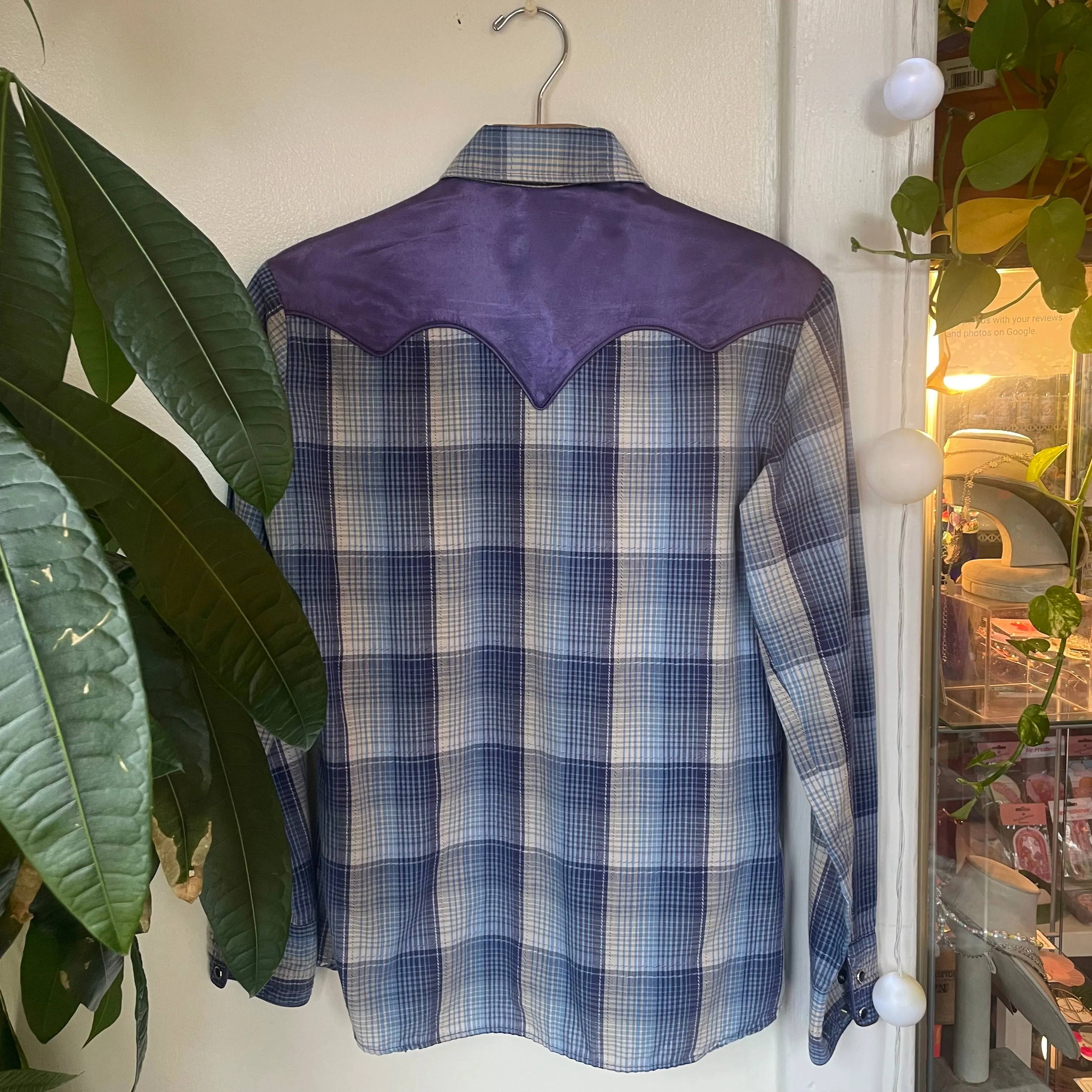 Vintage 70s / 80s Tem Tex Plaid Pearl Snap Blouse //  (HT2419)