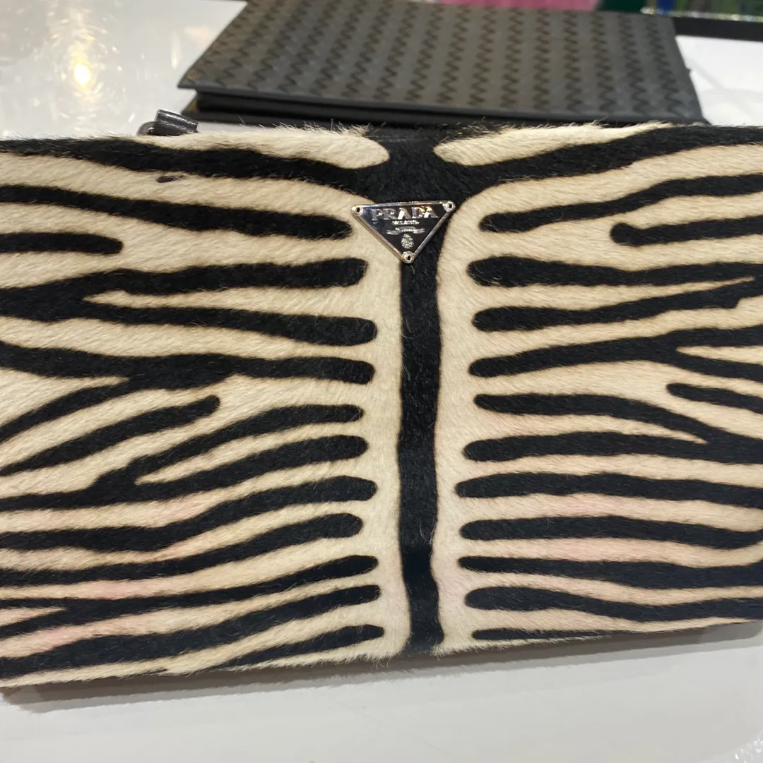 VINTAGE: Prada Zebra Print Top Handle Bag