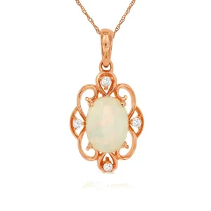 Vintage Style Oval Opal Pendant