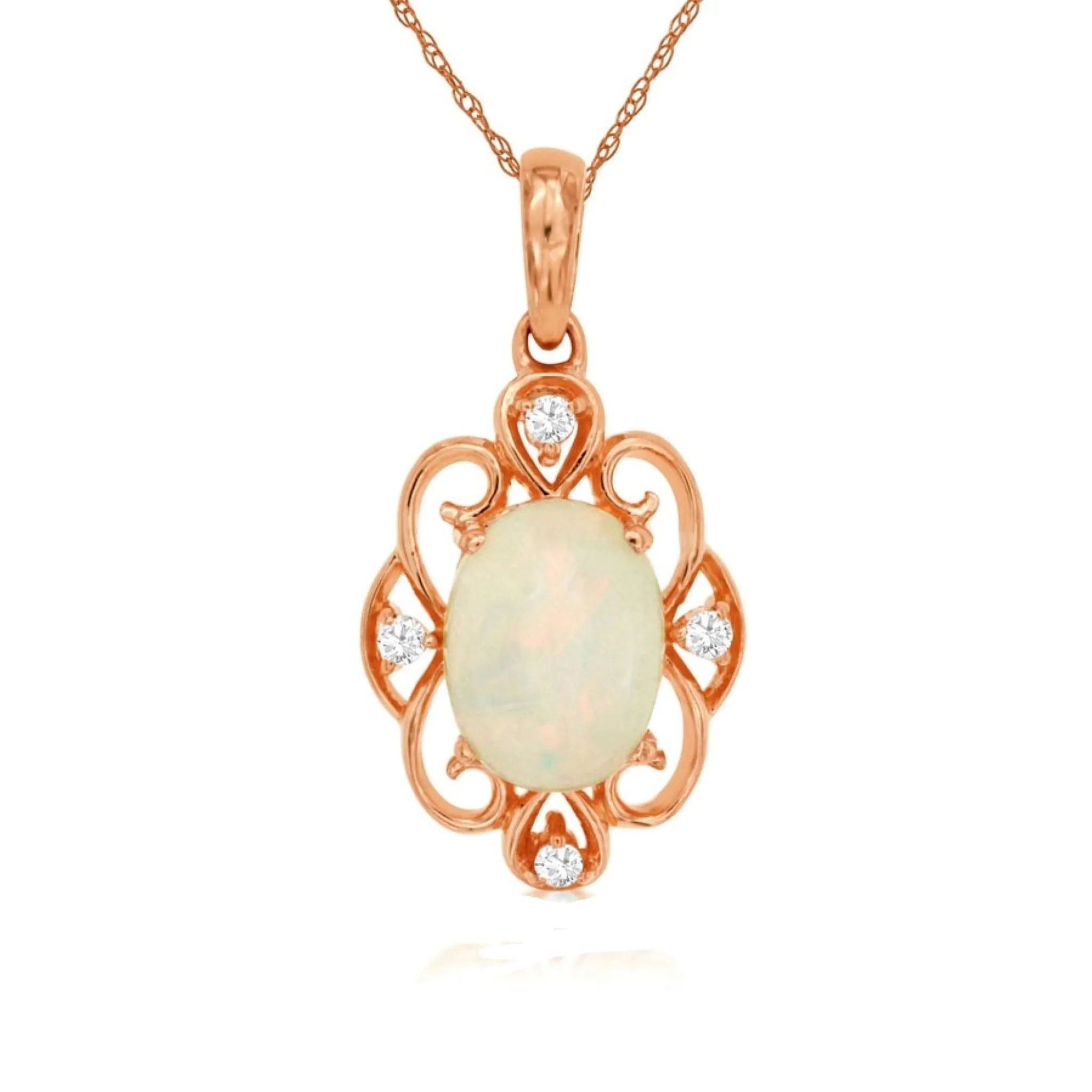 Vintage Style Oval Opal Pendant