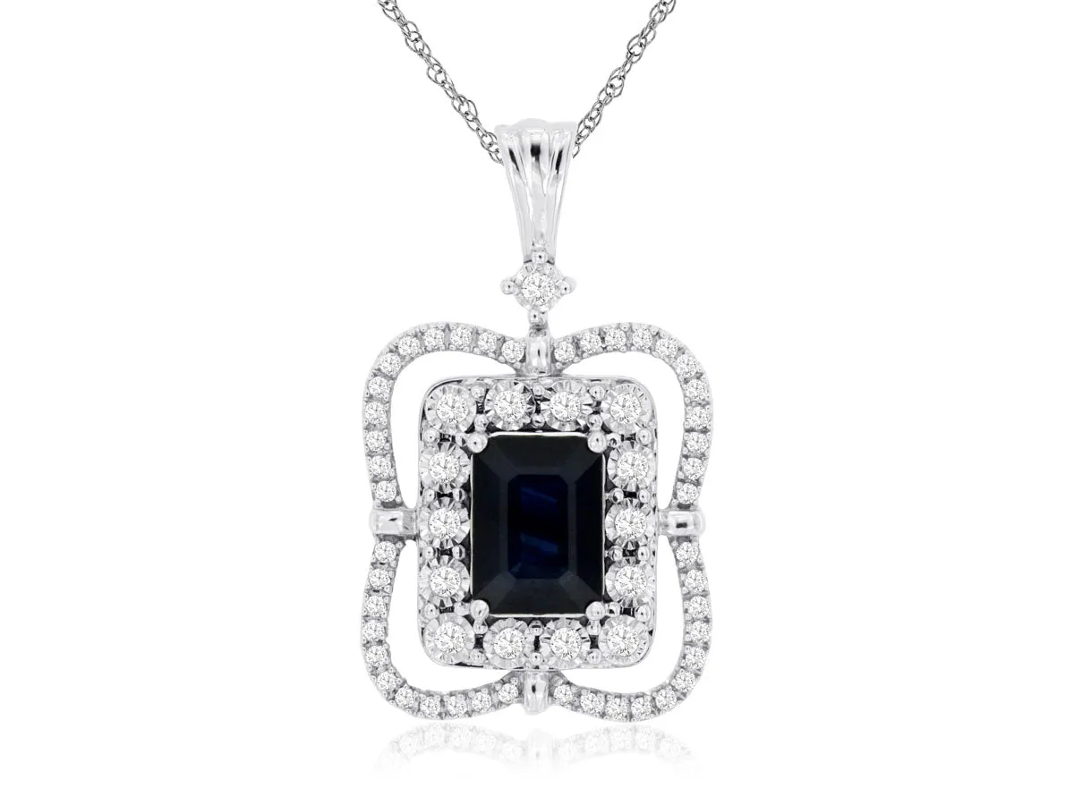 Vintage Style Sapphire and Diamond Pendant