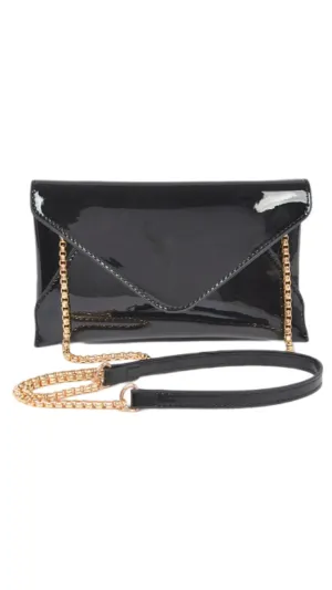 Vinyl Envelope Money Clutch Black