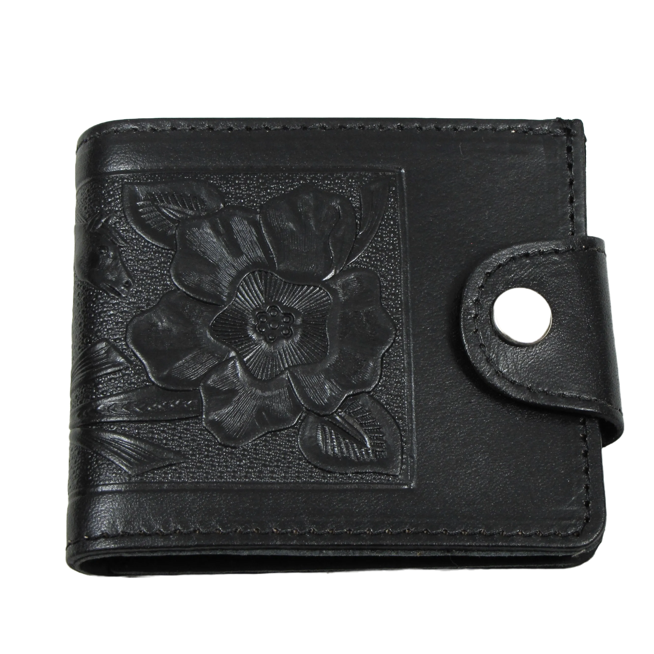VT320-HF - Black Snap Wallet w/Coin Pocket-Flower/Horse