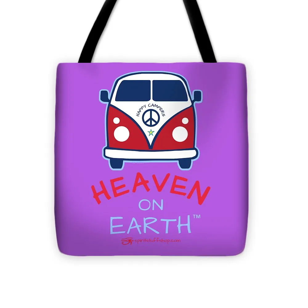 Vw Happy Camper Heaven On Earth - Tote Bag