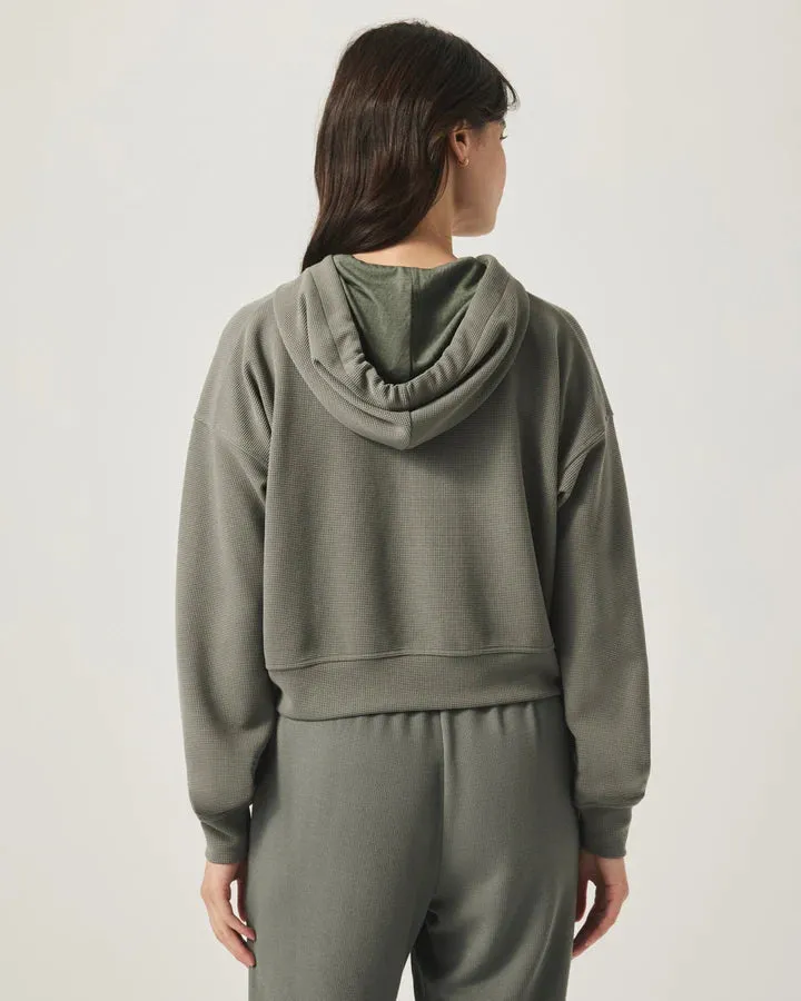 Waffle Scuba Zip Up in Soft Vintage Olive Branch