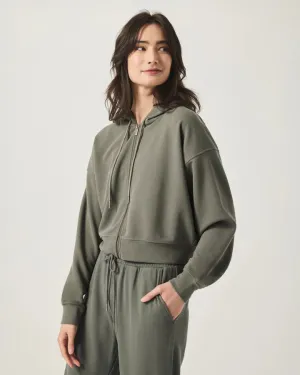 Waffle Scuba Zip Up in Soft Vintage Olive Branch