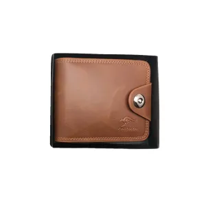 Wallet Magnetic Button Embossed Roo Light Brown