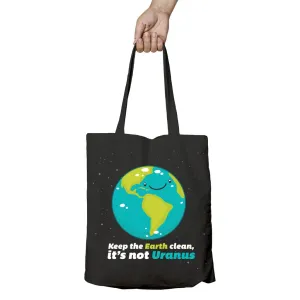 Weird Science Keep the Earth Clean It's Not Uranus Official Tote Bag (Black)