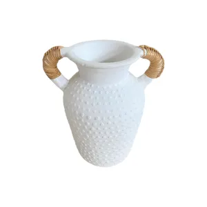 White Ceramic Vase Wrapped Handle