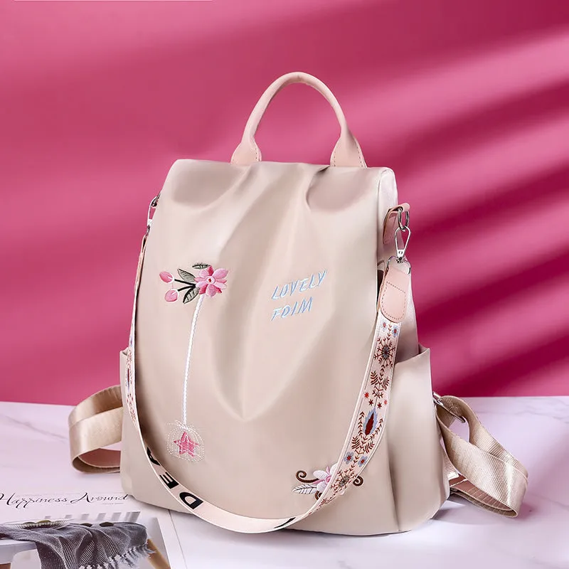 Women's Ethnic Style Embroidered Waterproof Oxford Cloth Temperament Backpacks