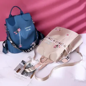 Women's Ethnic Style Embroidered Waterproof Oxford Cloth Temperament Backpacks