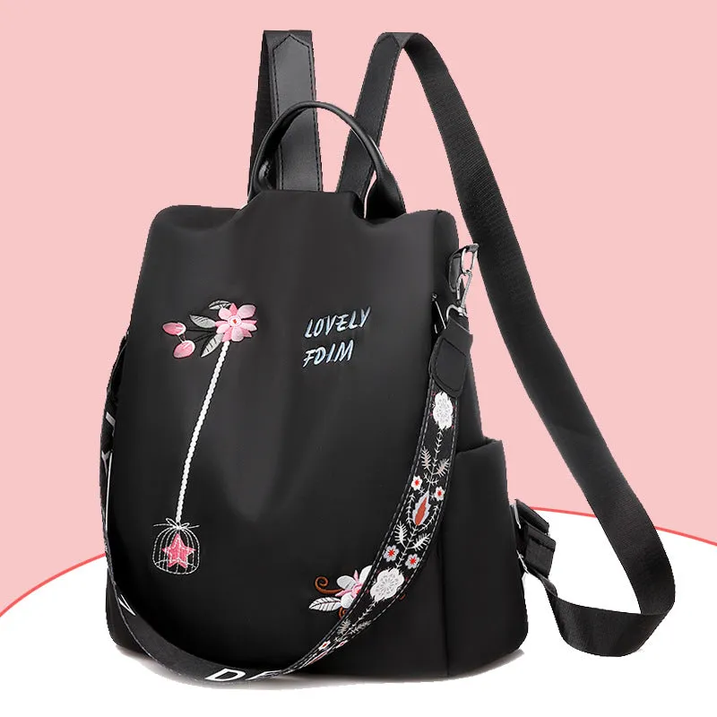 Women's Ethnic Style Embroidered Waterproof Oxford Cloth Temperament Backpacks