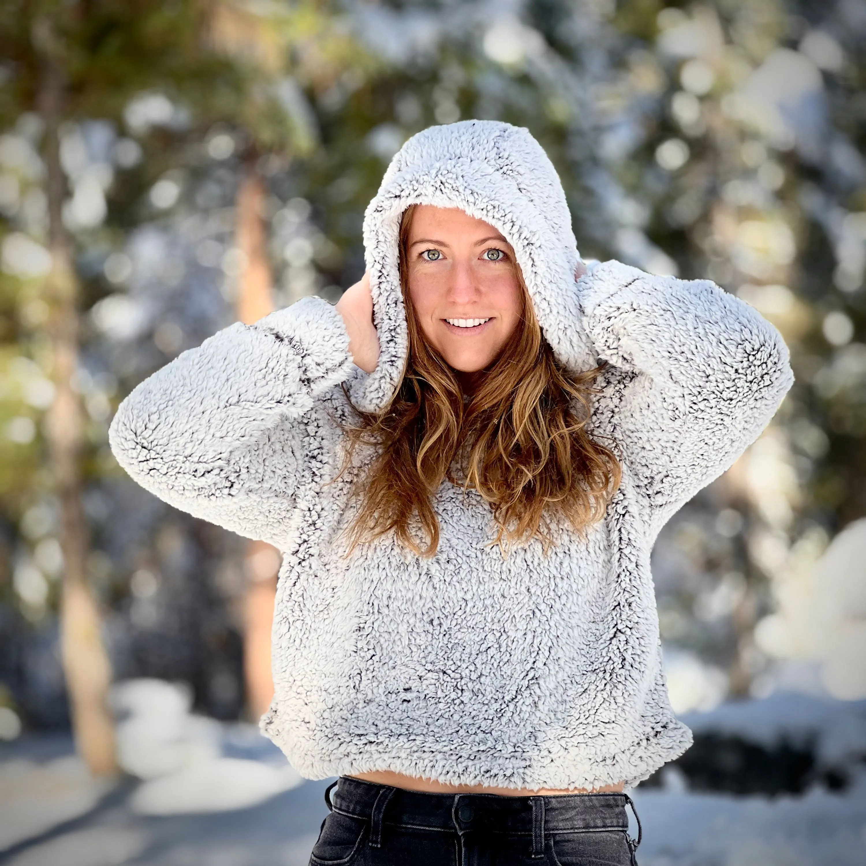 Women's Sherpa Hoodie w / Happiness Is Out There Label