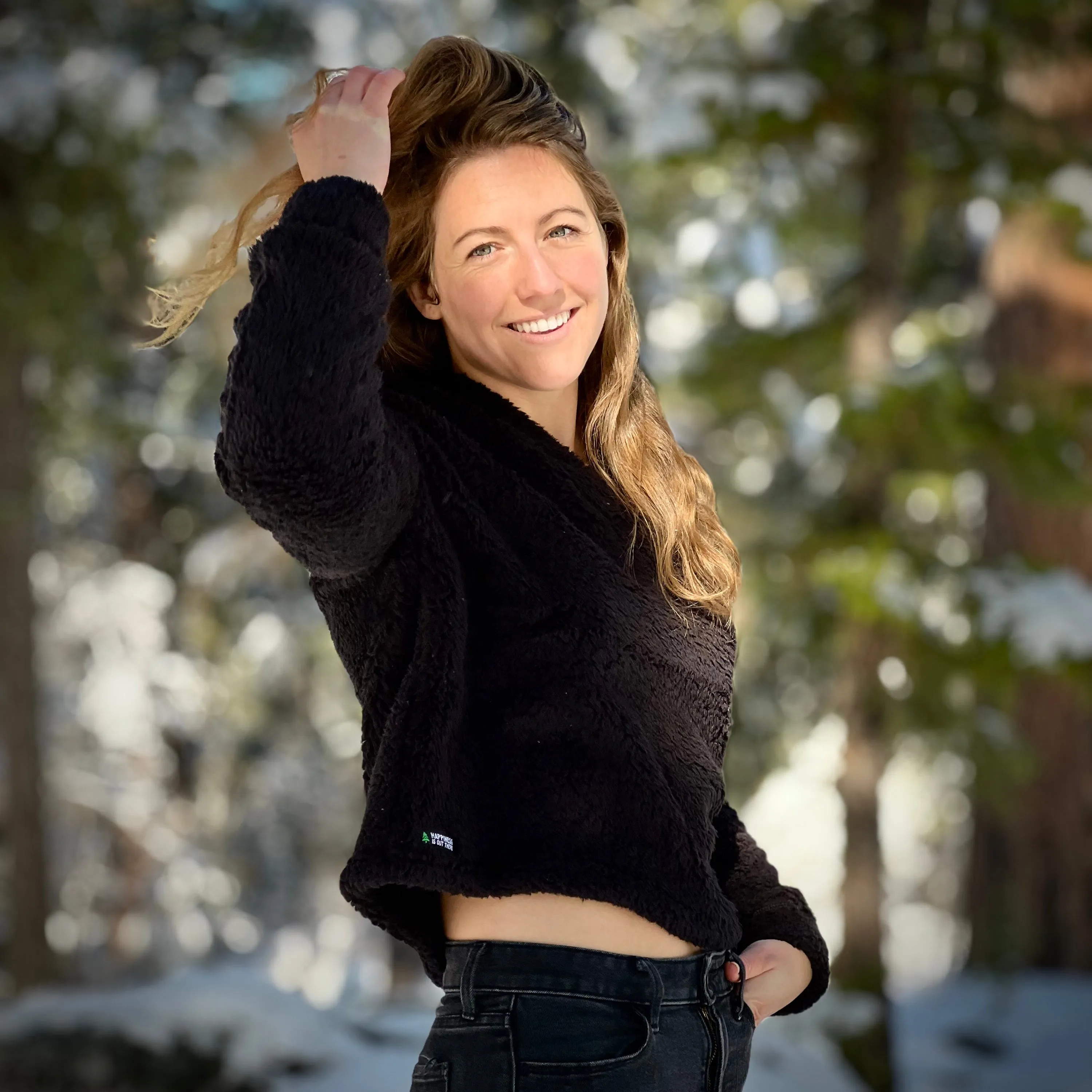 Women's Sherpa Hoodie w / Happiness Is Out There Label