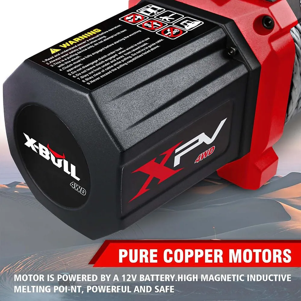 X-BULL Electric Winch XPV 10000 LBS 12V Synthetic Rope SUV Jeep Truck 4WD