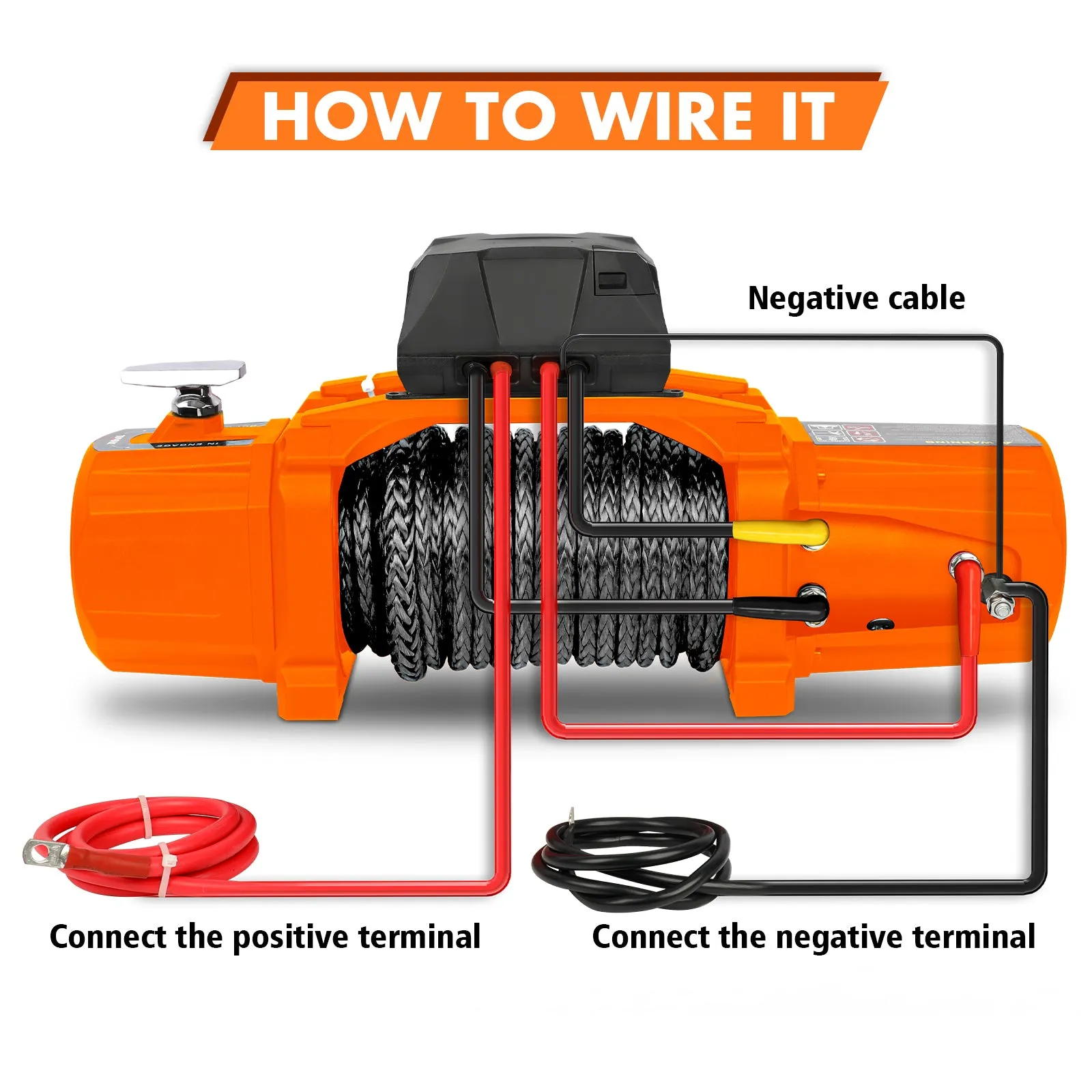 X-BULL Electric Winch XPV 14500 LBS 12V Synthetic Rope SUV Jeep Truck 4WD Orange
