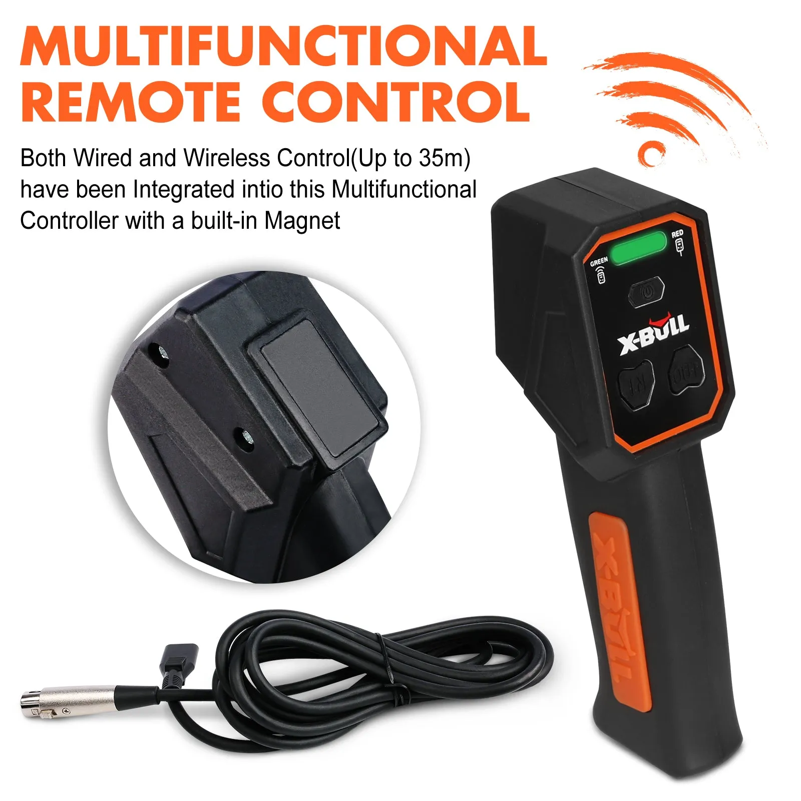 X-BULL Electric Winch XPV 14500 LBS 12V Synthetic Rope SUV Jeep Truck 4WD Orange