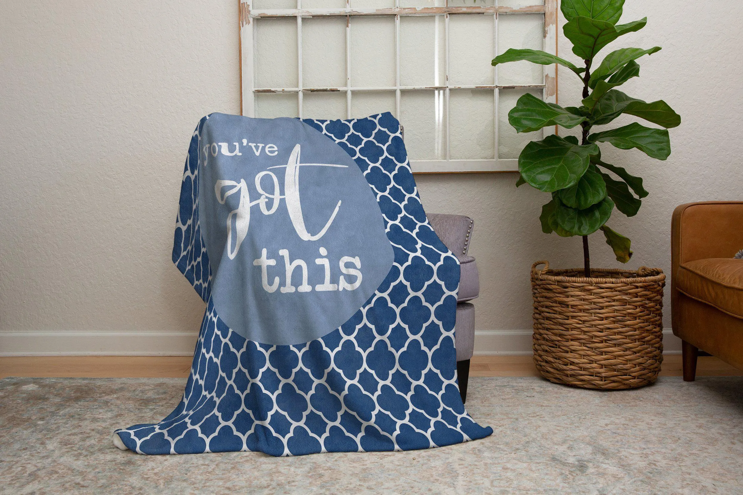 You've Got This Quatrefoil Blanket in Blue