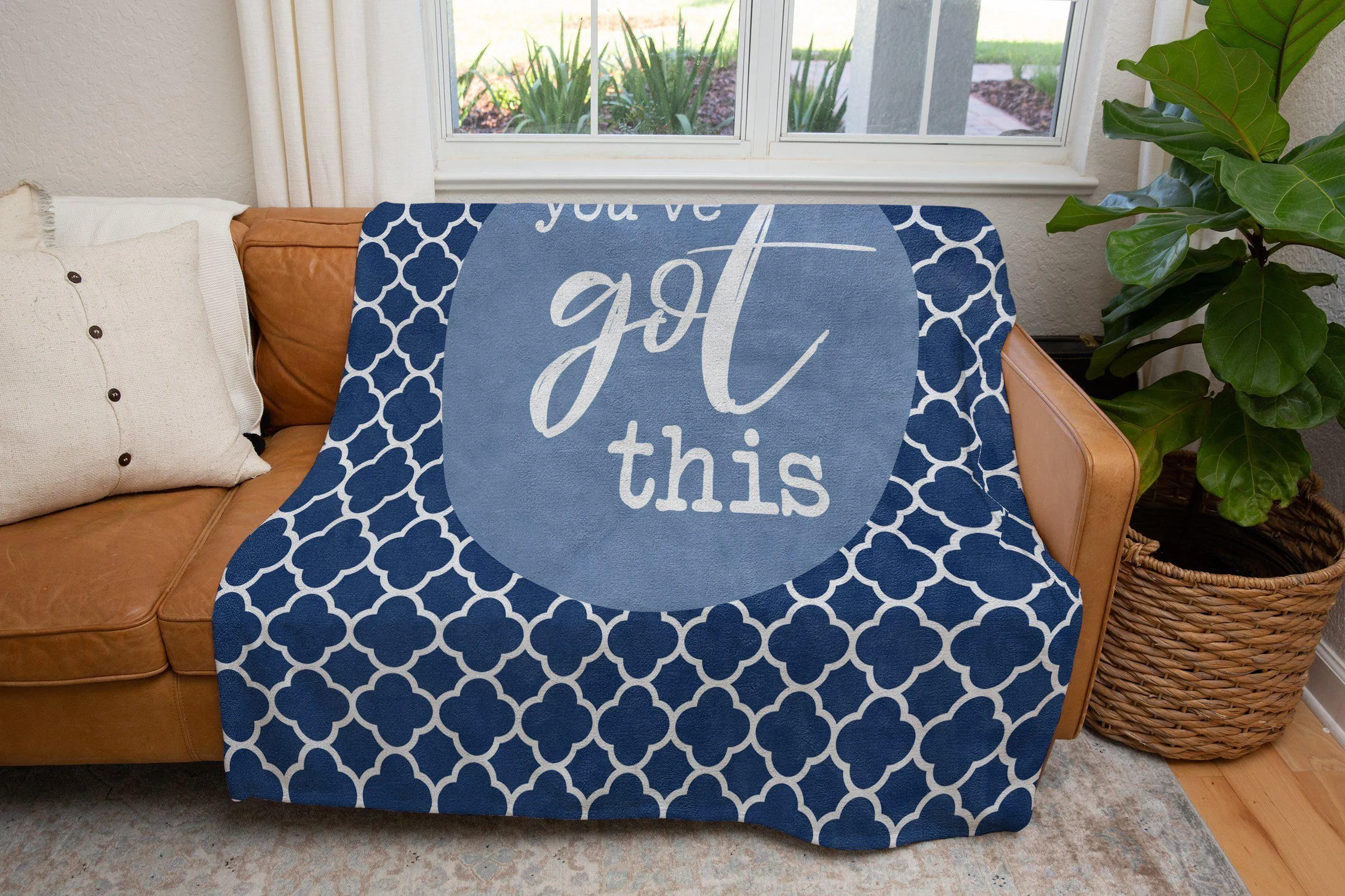 You've Got This Quatrefoil Blanket in Blue