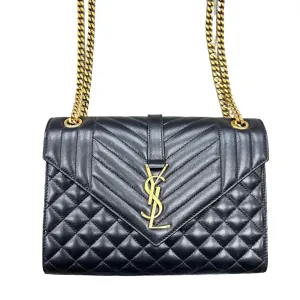YSL Handbag "CASSANDRA ENVELOPE" New Black Size M