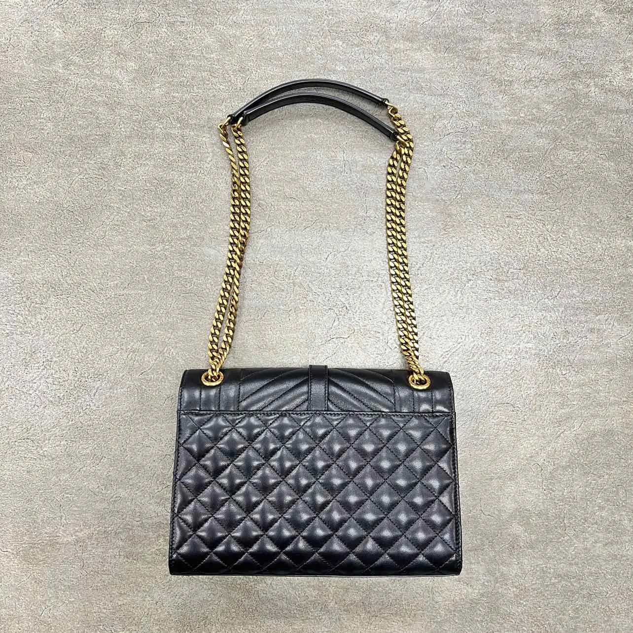 YSL Handbag "CASSANDRA ENVELOPE" New Black Size M