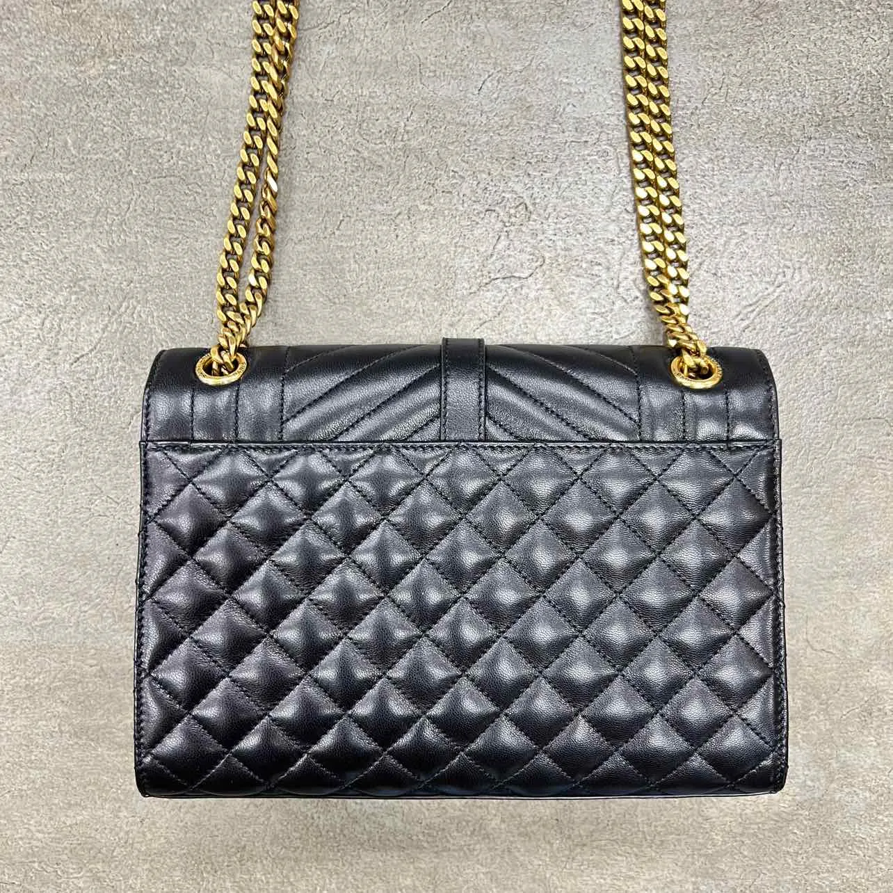 YSL Handbag "CASSANDRA ENVELOPE" New Black Size M