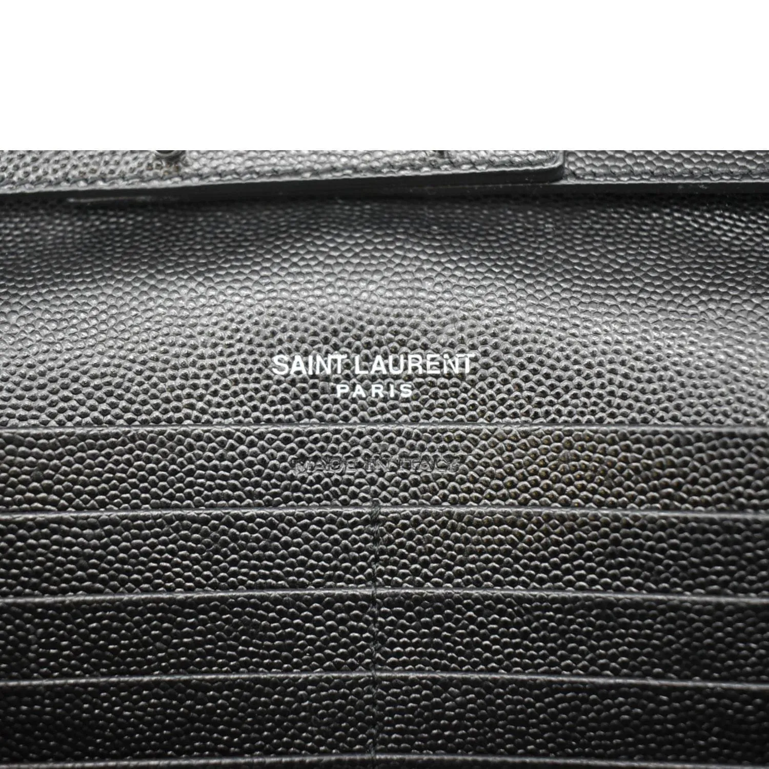 YVES SAINT LAURENT Envelope Chevron Leather Chain Wallet Crossbody Bag Black