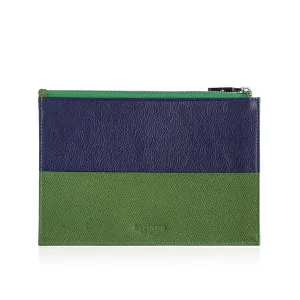 Zip Pouch in Blue & Green Leather