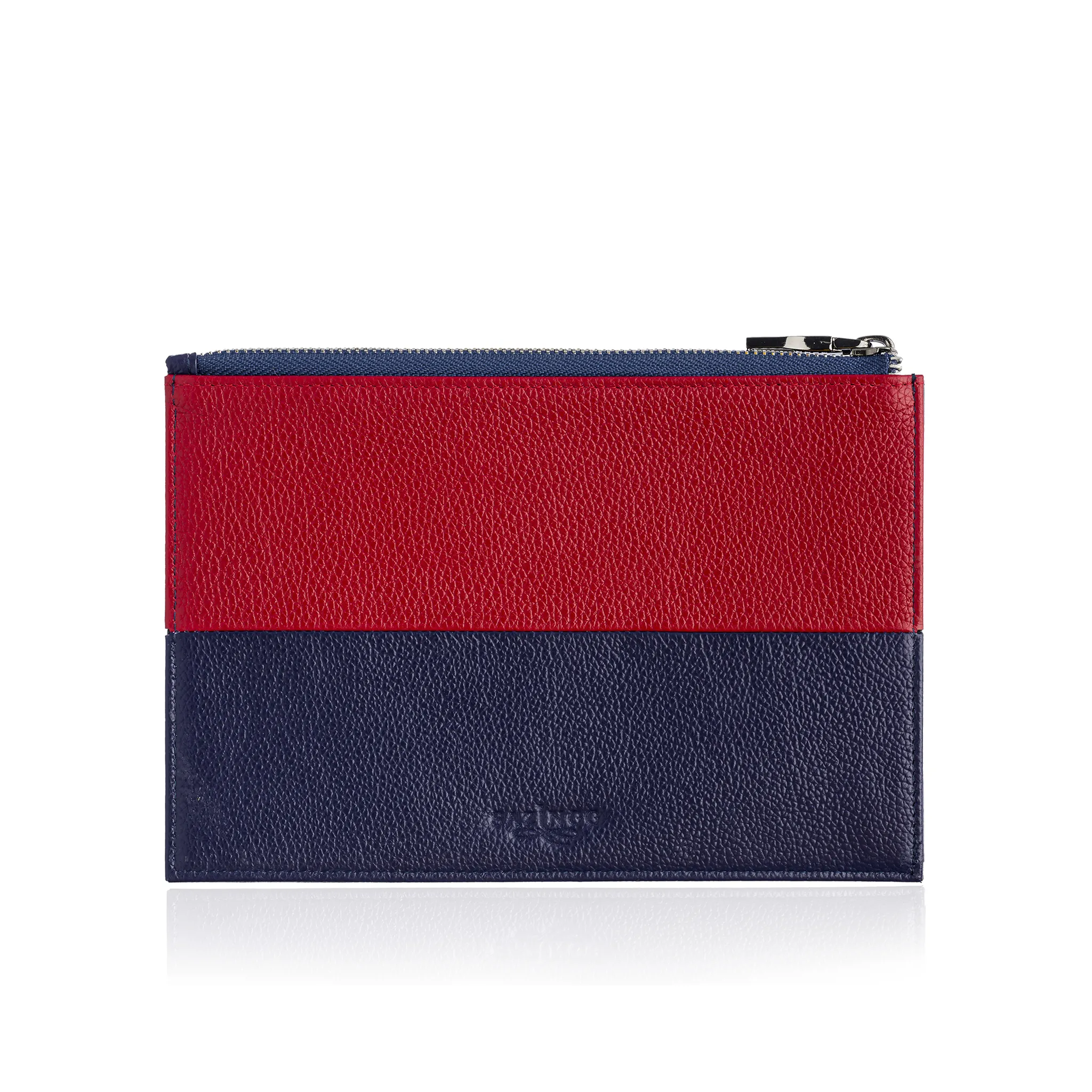Zip Pouch in Red and Blue Leather