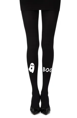 Zohara "Peek A Boo" Black Print Tights